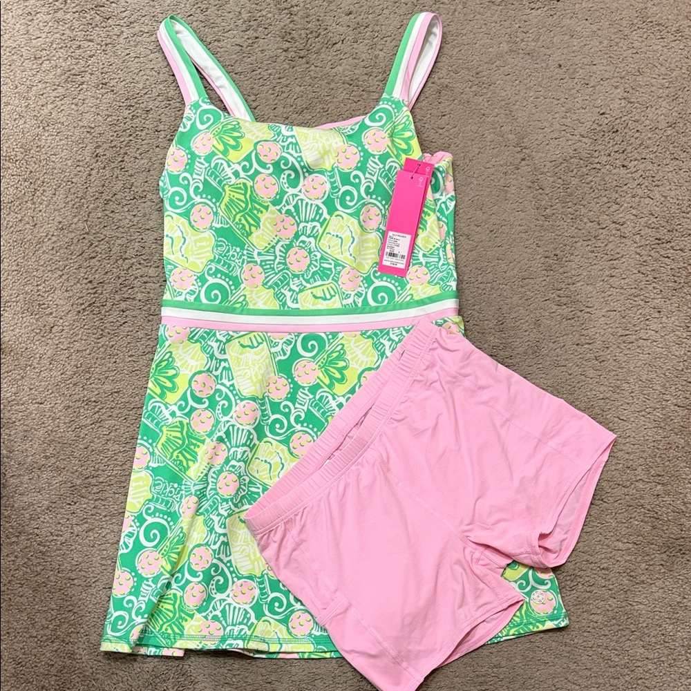 Lilly Pulitzer Green and Pink Spearmint Print Dress